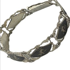 Vintage 1940s Siam Sterling bracelet Niello Goddess bracelet